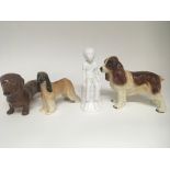 Two Beswick dog ornaments and a Spode ornament Mic