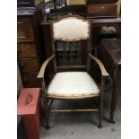 No Reserve - An Edwardian beechwood open arm chair