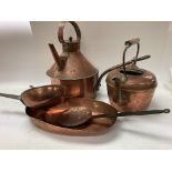 No reserve - Mixed copper pans/kettles