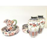 A pair of Losol ware vases a jug and basin and oth