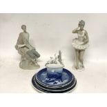 3 x ceramics including 2 x Lladro figurines and on