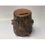 Withdrawn- A Leigh pottery money box in the form of a tree tr