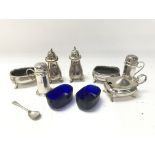 Mappin & Webb Silver Hallmarked items including salt and pepper shakers, salt spoon etc