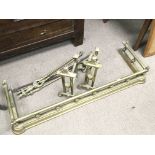 A Victorian brass fire kerb with fire irons. NO RE