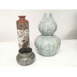 A Chinese Celadon crackleware double gourd vase Hi