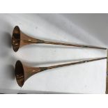 2 x brass Hunting horns