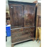 A late George III mahogany linen press, 197 x 120c