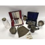 Box of assorted silver plate.