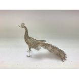 A silver 925 filigree peacock 13 cm .