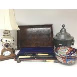 A collection of ceramics and oddments cased fish s