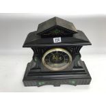 Slate clock with skeleton front and inlaid Italian