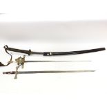 Collection of swords including a samurai style and