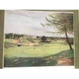 Five golfing and cricketing prints, some signed. N