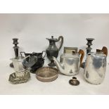 Picquot ware tea set and other silver plate items