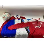Football shirts and jumpers + team signed football