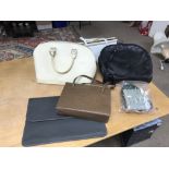 A collection of handbags and purses including a Concorde Air France bag, a Louis Vuitton bag etc