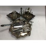 Box of silver plate + silver cutlery