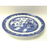 Large blue willow oval platter approximately 20inc