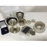 A small collection of hallmarked silver and white