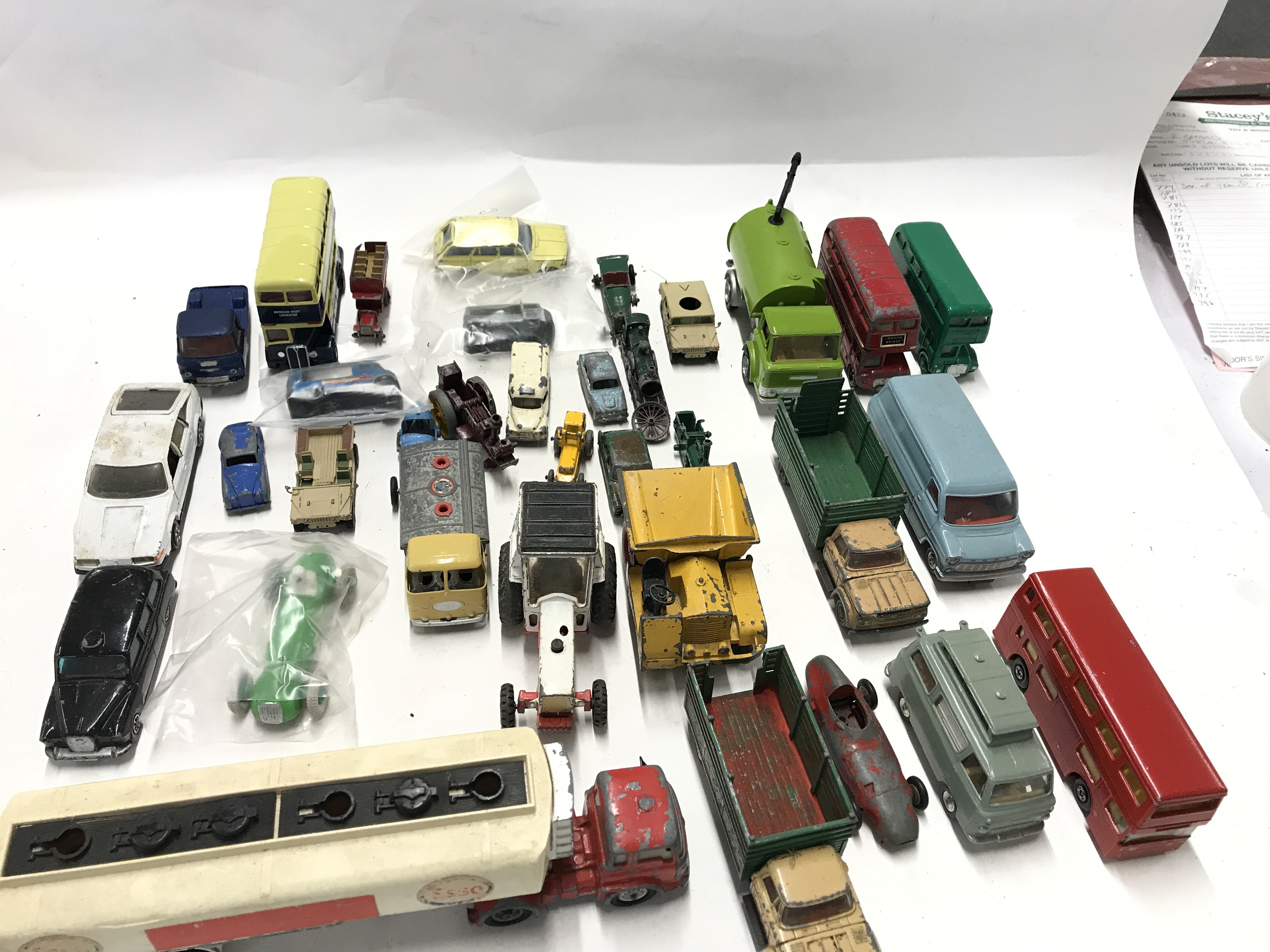 Collection of various loose playworn model vehicles including corgi.dinky and lesney