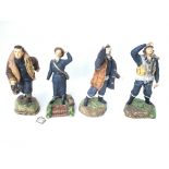 4 Ashmor Worcester commemorative figures. One with hand snapped and one with damaged finger. (3)