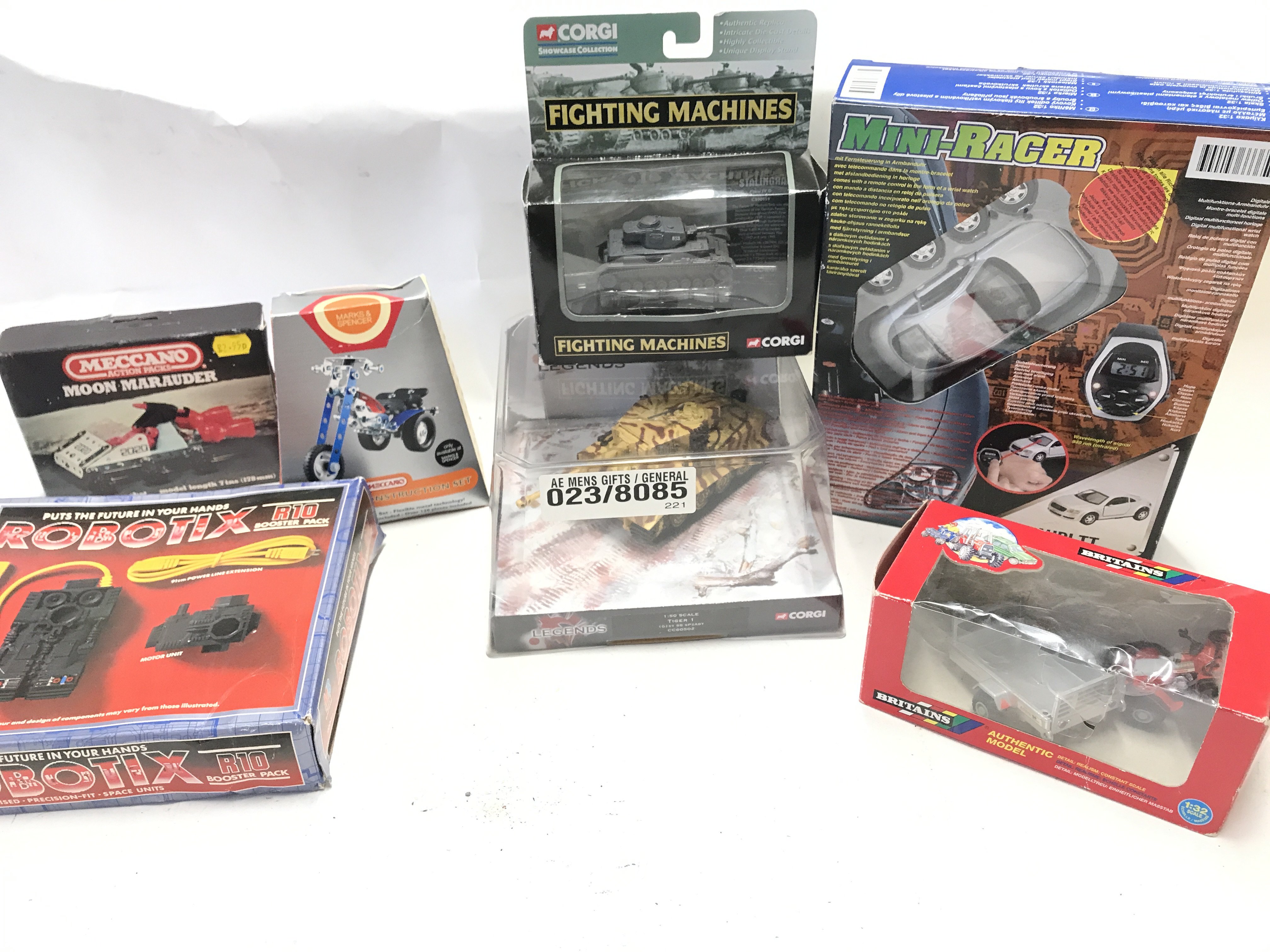 A Box Containing a Collection of Various Die Cast Including Britains. Corgi. Meccano model of