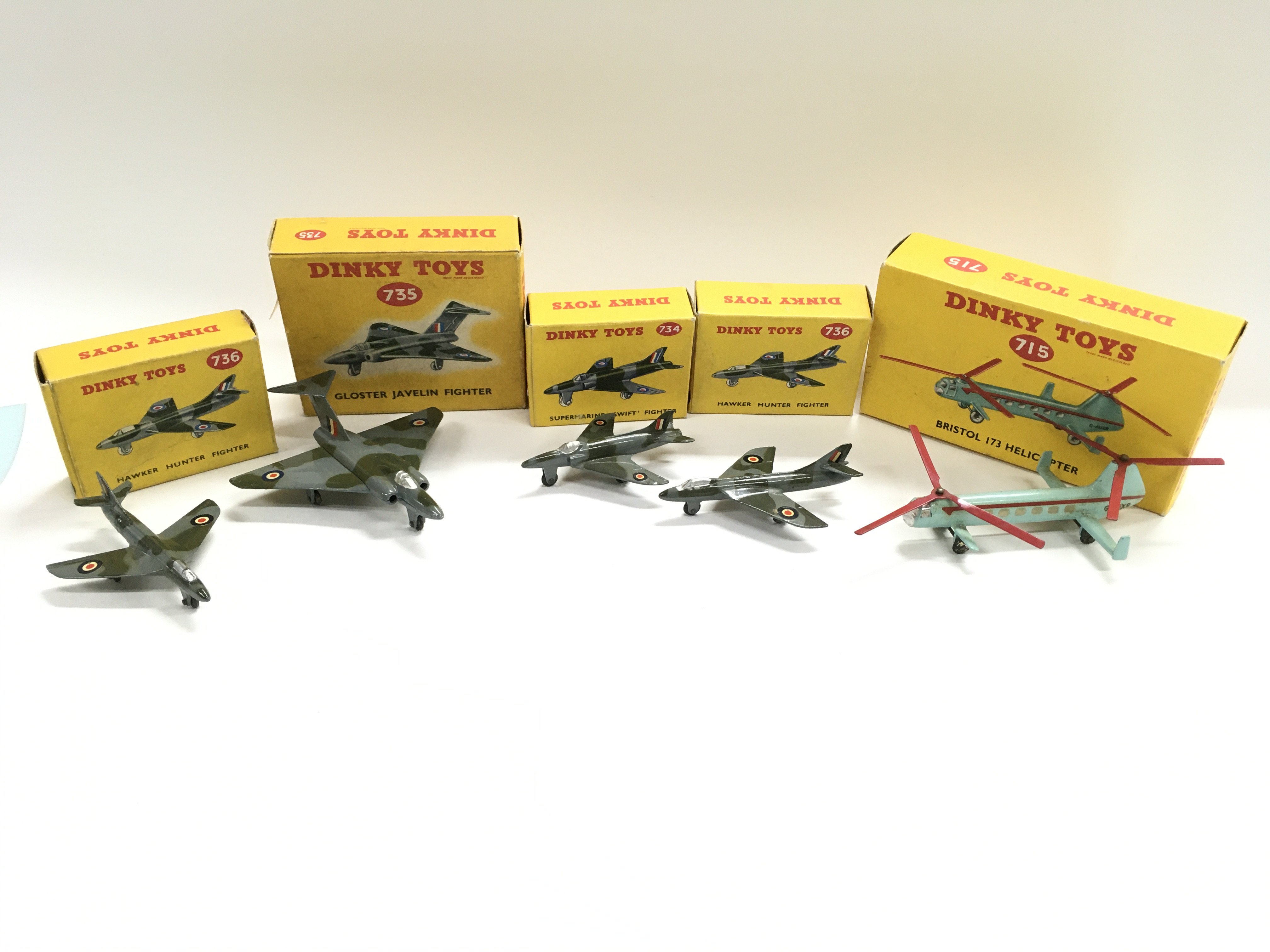 5 X Boxed Dinky Aircraft Including 2 X Hawker Hunt