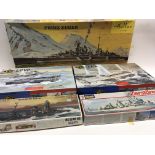 Collection of five navy warships by Heller. Revell