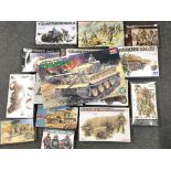 A Collection of Various Military Model Kits includ