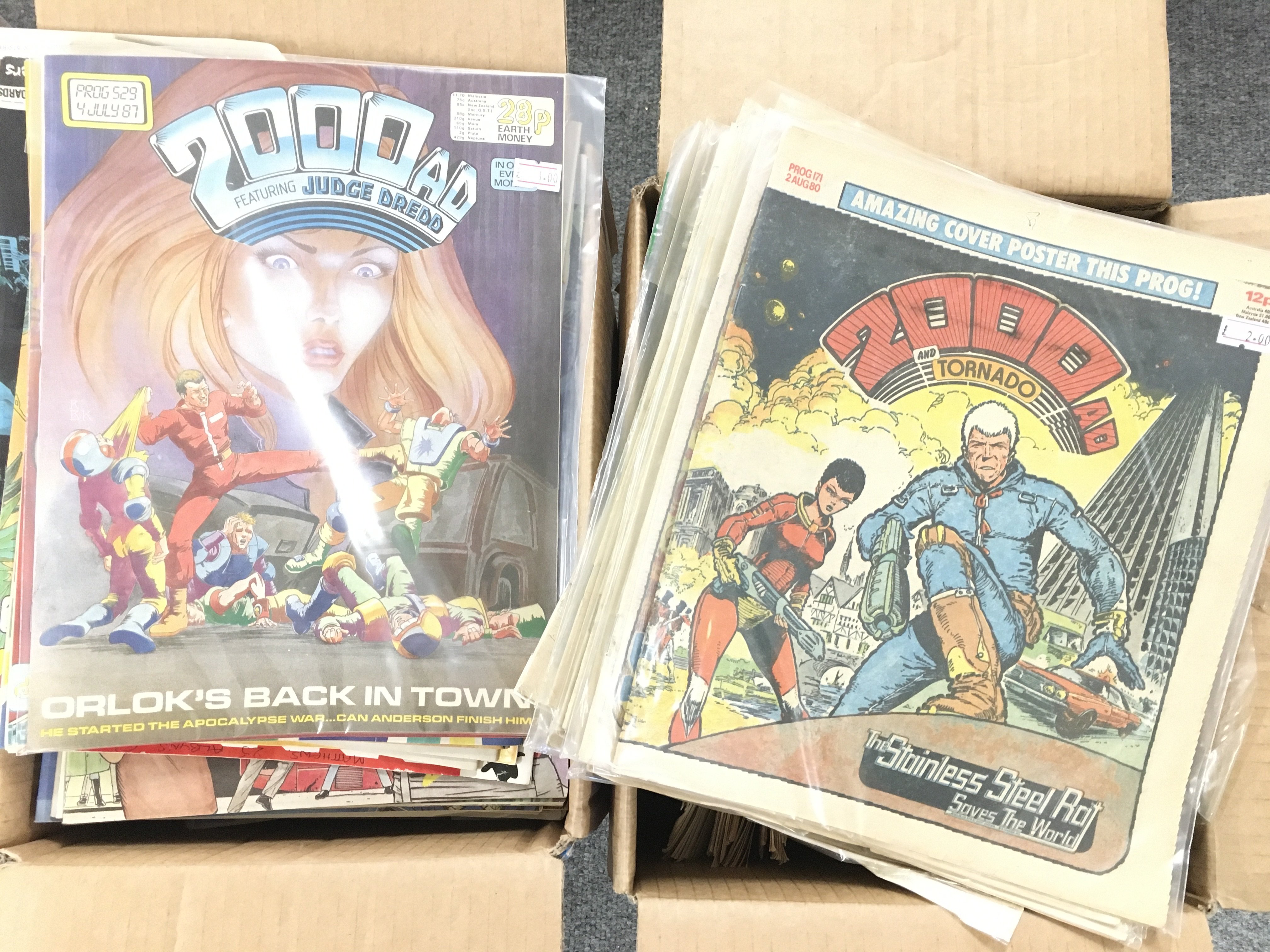 2 Boxes Containing A Collection of 2000 A.D Comics
