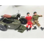 2 X Vintage Action Men and a Cherilea Motorbike an