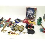 A large collection of assorted power Ranger items.