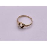 14ct gold diamond gypsy ring. Size L, 2.2gm approx