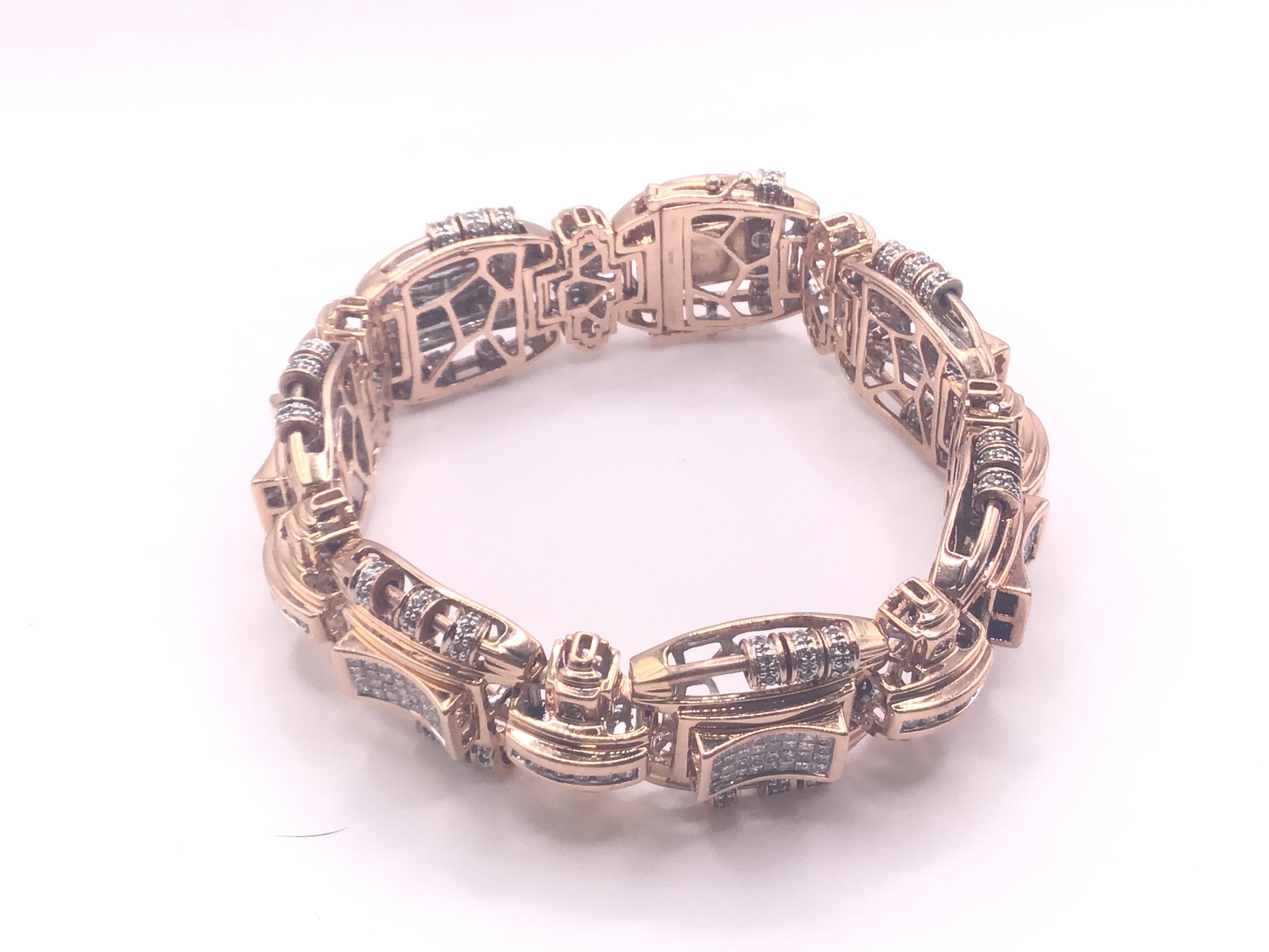14ct rose gold and Princess cut diamond bracelet 7