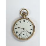 An 18ct gold open faced pocket watch with subsidia