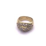 A high carat gold and Diamond cluster ring. Size H