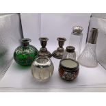 A boxed of mixed silver including candlesticks , d
