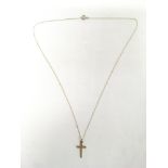 A 9ct gold cross and chain, 1.4g