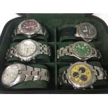 Six watch case including a slazenger, Adidas, Timb