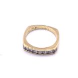 An 18ct gold square form Channel set Diamond ring,