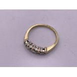 9ct gold 5 stone diamond ring. Size K1/2, 1.9gm ap