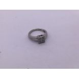 Platinum 9 stone princess cut cluster ring (size K