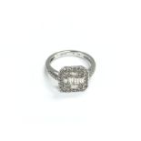 A 9ct white gold square RBC and baguette diamond c