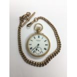 An 18ct gold pocket watch by J.W. Benson suspended