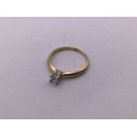 14ct gold princess cut diamond sapphire ring, size