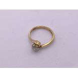 18ct gold diamond solitaire ring, (.3ct), size K,