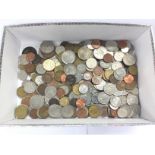 A box of various GB and foreign coins.