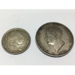 A George IV half crown and a George III 1817 shill