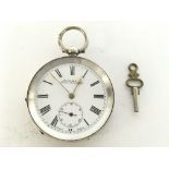 A silver Acme Lever H Samuel key wind open face pocket watch. Circa 1900. Winds and runs.