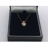 18ct gold diamond pendant on chain approx 1.8g (a)